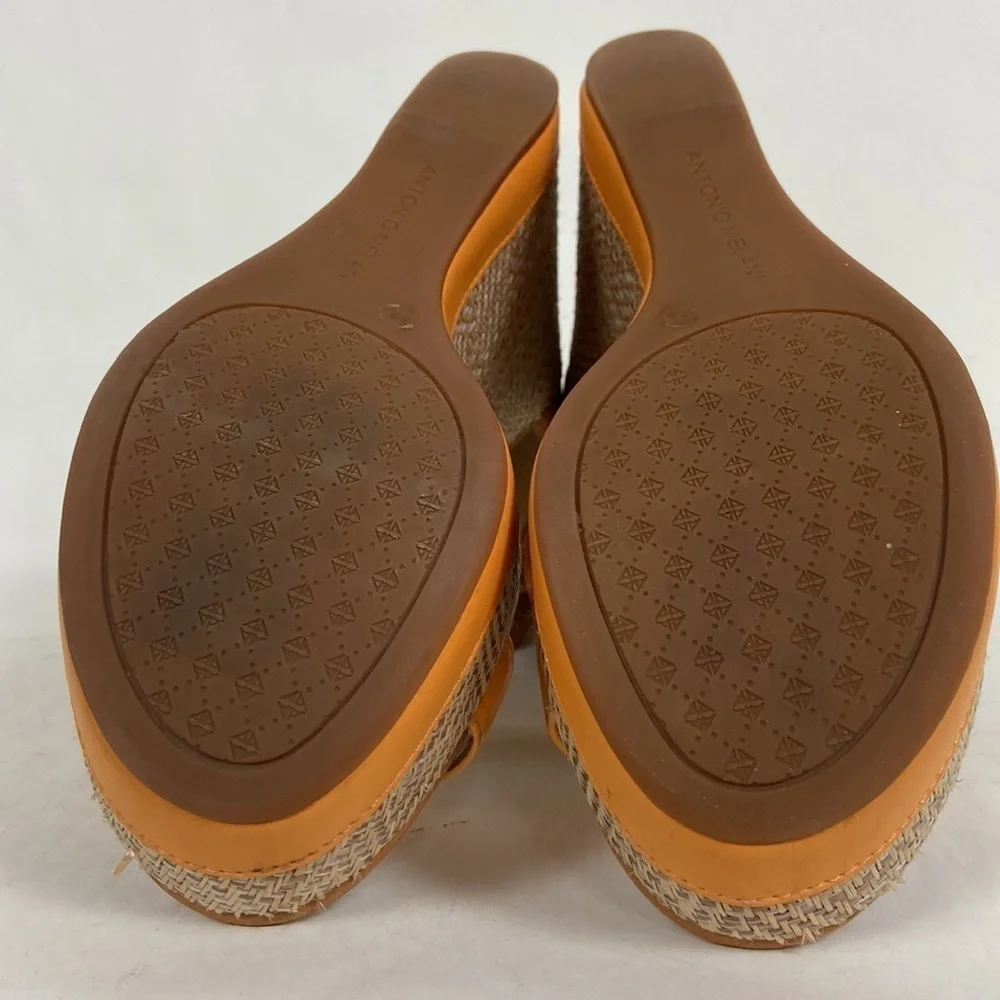 Antonio Melani Cam Leather T-Strap and Ankle Strap Open Toe Platform Woven Wedge